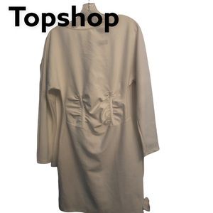 TopShop Long sleeve Cinched Waist Mini Dress White sz 4 NWT